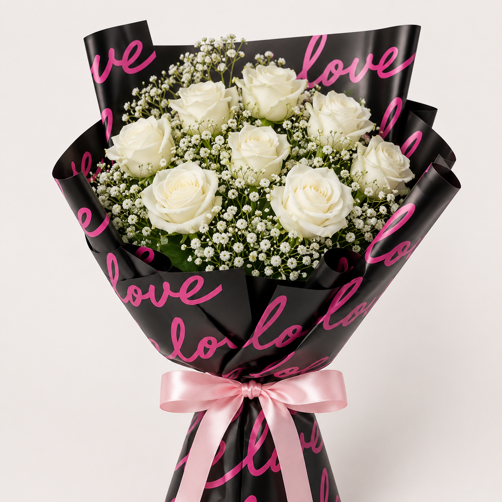 Midnight Pink Love Flower Wrapping Sheets