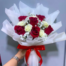 Load image into Gallery viewer, 6 Red Roses &amp; White Eustoma Bouquet | Valentine’s Day Flowers Dubai